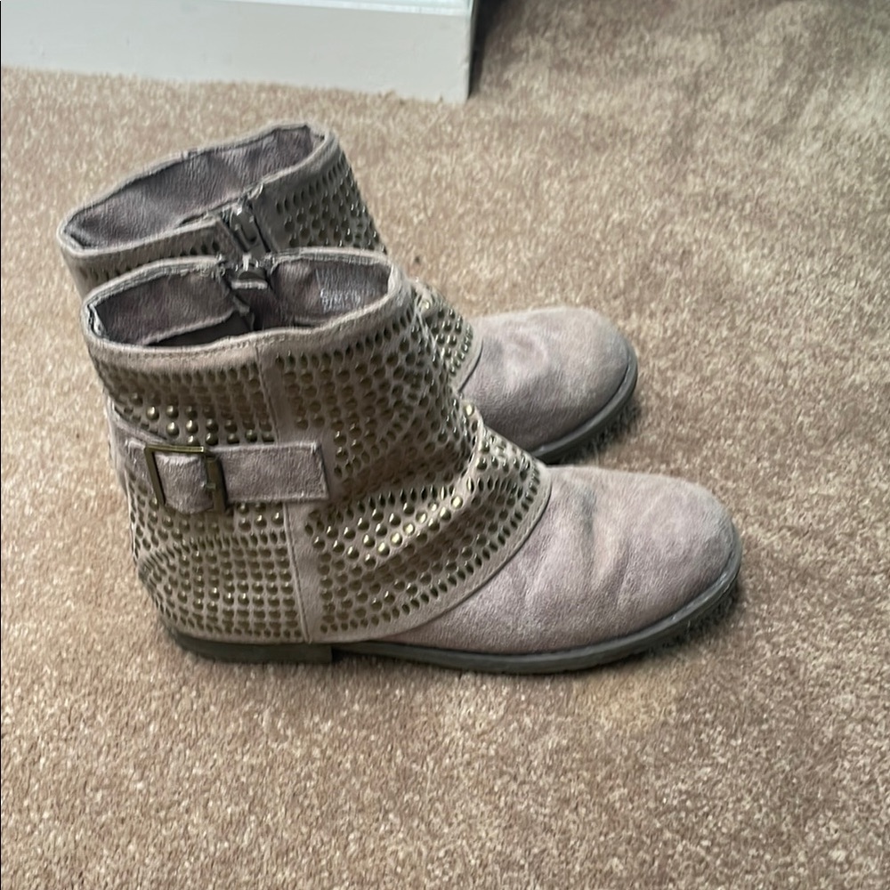 Studded Gray Ankle Boots